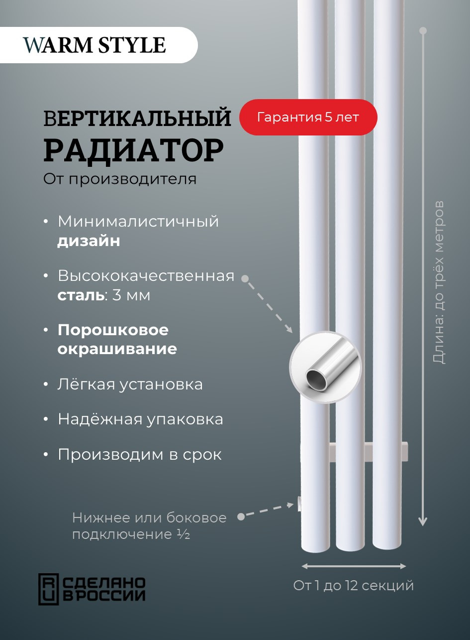 Радиатор ROUND-76 вертикальный